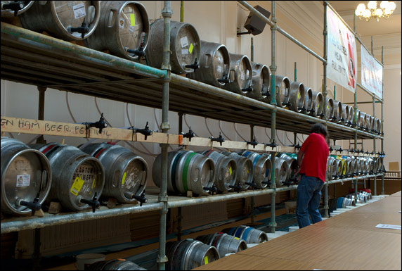 Checking the beer on stillage