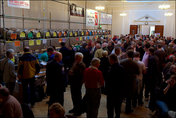 Festival goers in the main hall