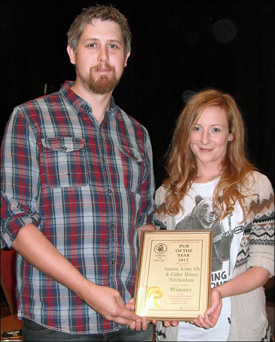 Branch Pub of the Year winners, Peter Brew and Ashley Zobell